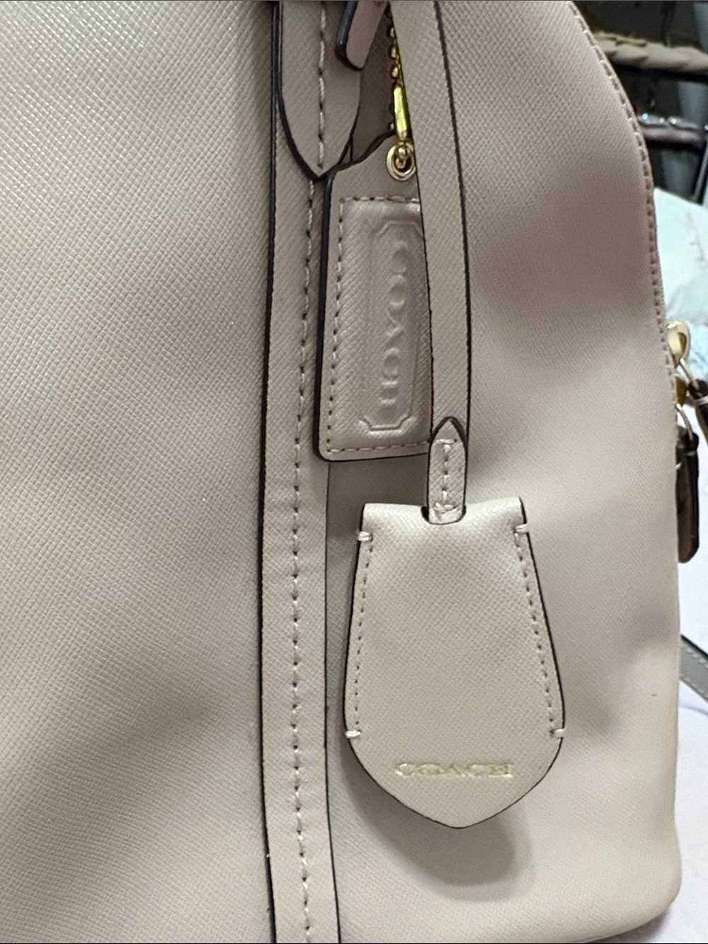 Coach Dome Satchel in Light Beige with Gold Hardware